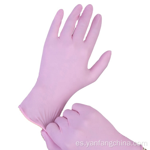 Examen Guantes de látex de nitrilo sin polvo desechable rosa